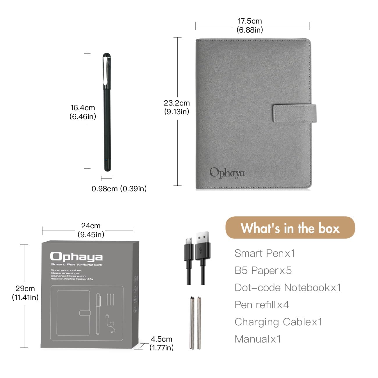 Ophaya 2 in 1 Digital Pen Smart Pen Writing Set, Includes Smartpen